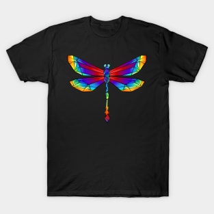 Rainbow Dragonfly - Polygonal T-Shirt